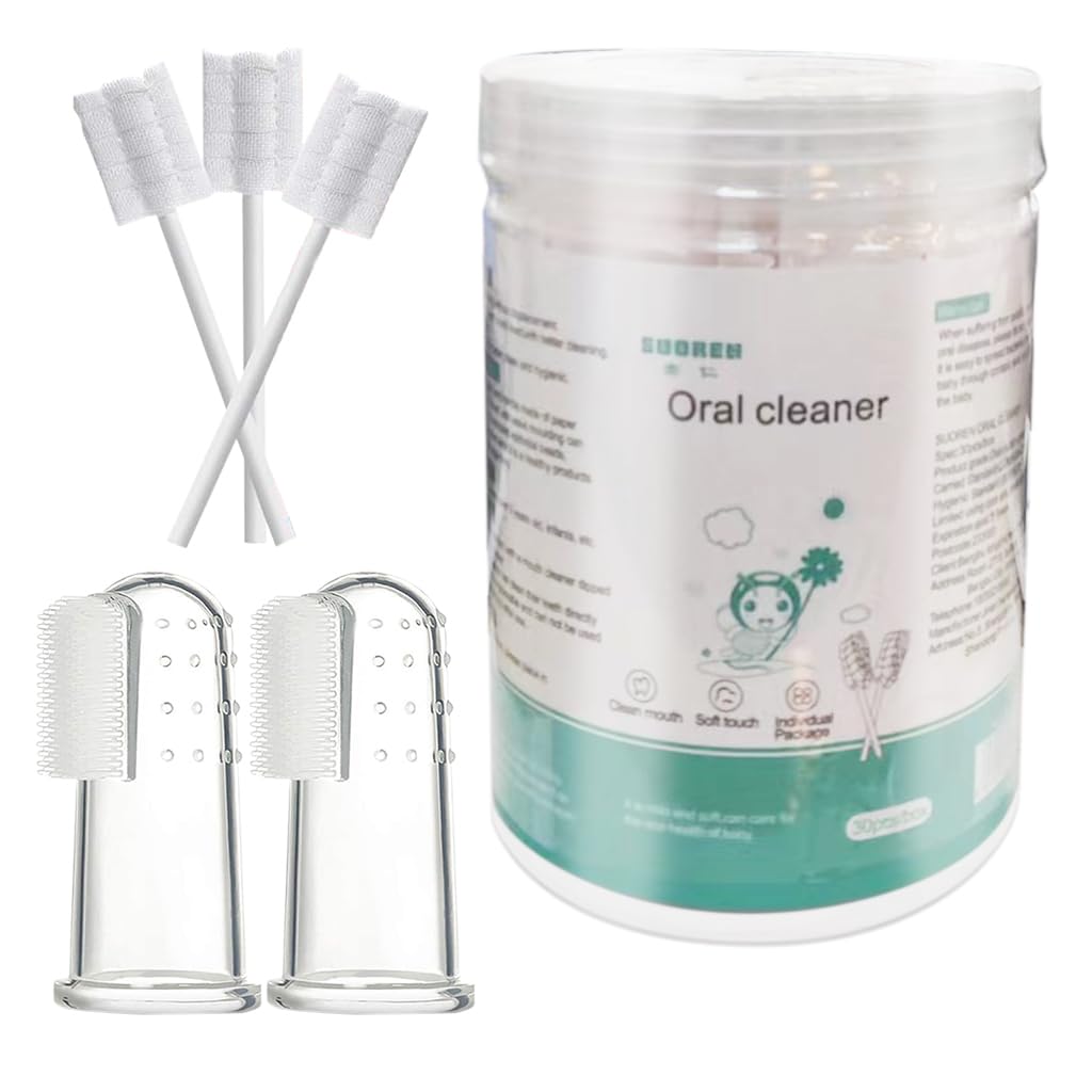 SNOWIE SOFT Baby Oral Cleaning Kit 2Pcs Silicone Baby Finger Toothbrush with 30Pcs Disposable Tongue Cleaner Cotton Swab Infant Toothbrush Dental Cleaning Tool for 0-24 Month Baby SNOWIE SOFT Baby Oral Cleaning Kit 2Pcs Silicone Baby Finger Toothbrush with 30Pcs Disposable Tongue Cleaner Cotton Swab Infant Toothbrush Dental Cleaning Tool for 0-24 Month Baby